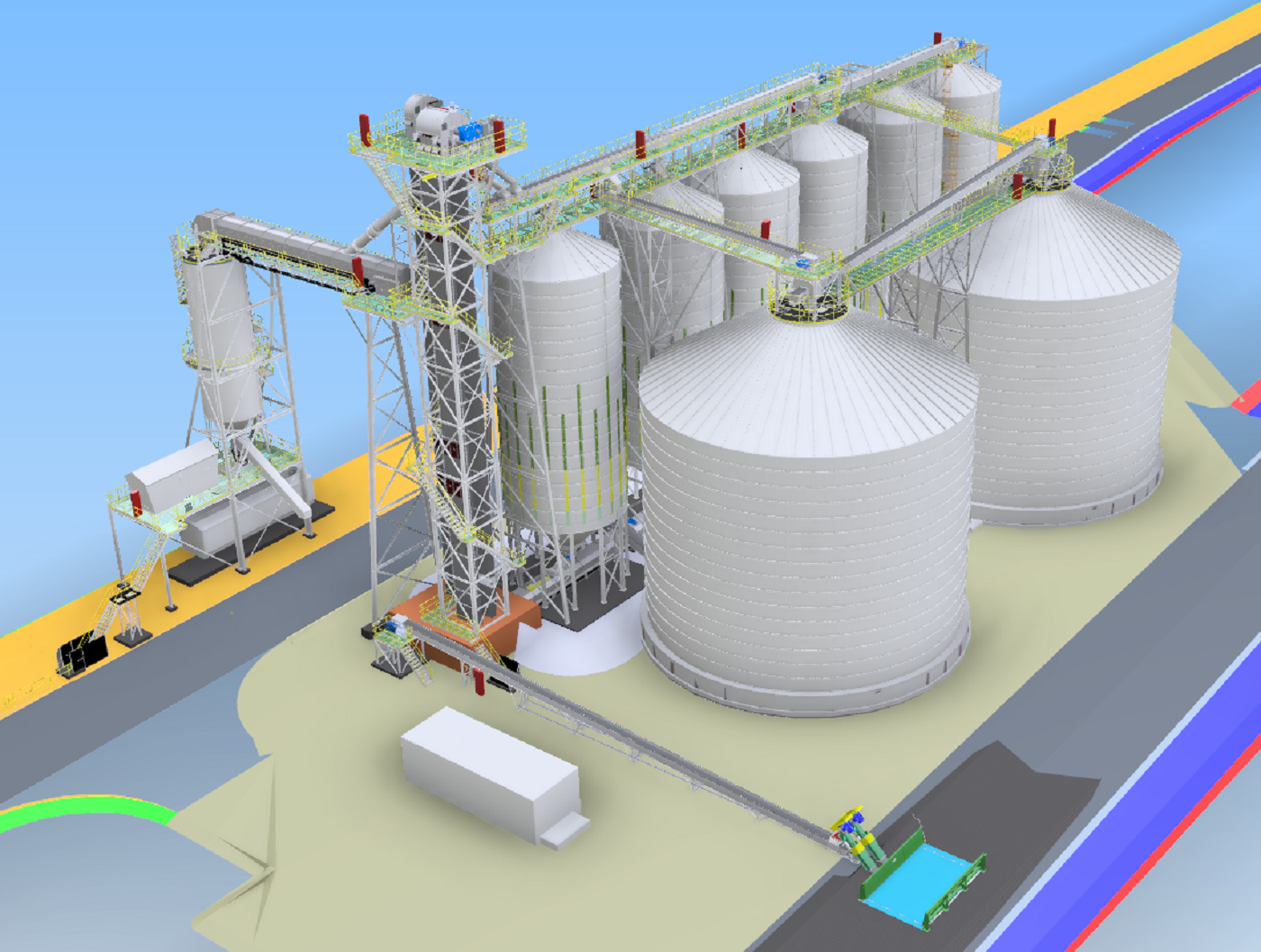 3D model of the Fixed Rail Loading facility component of the Moora Rapid Rail Outloading Project.