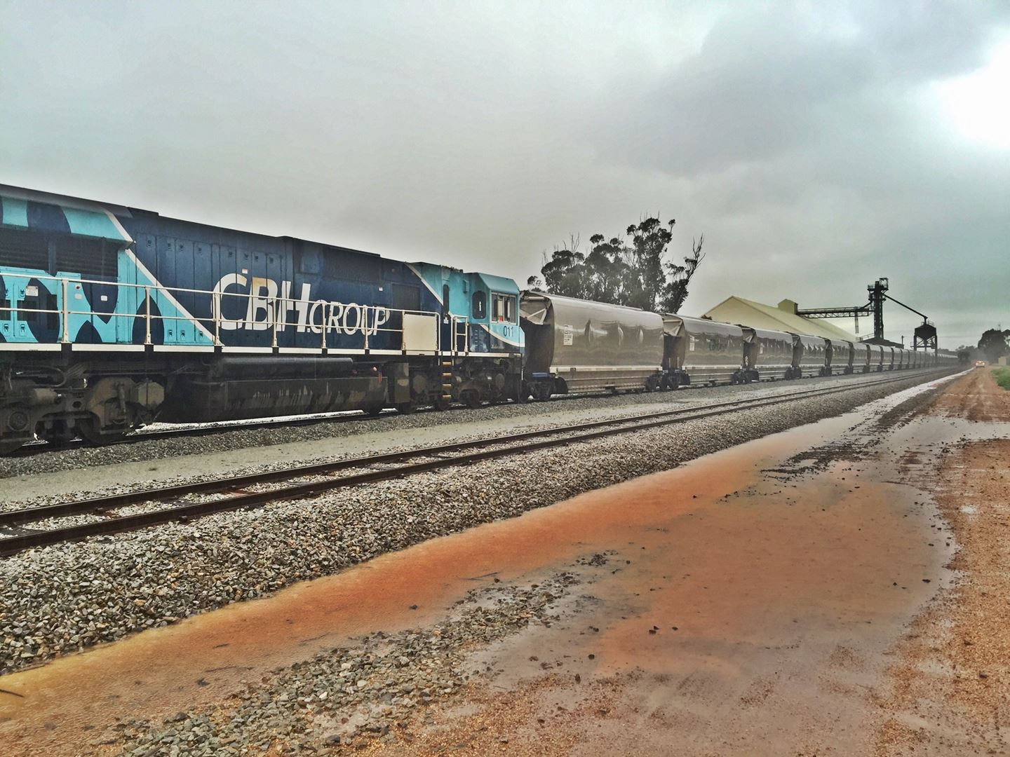 CBH train pulling in to Arrino site for grain