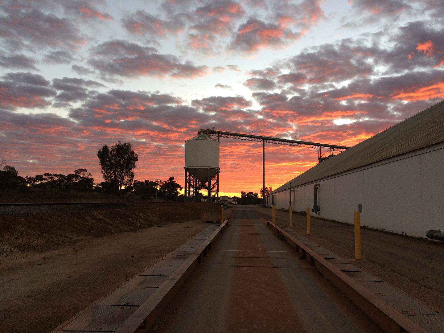 A spectacular orange and pink sunset over the CBH Kulin site
